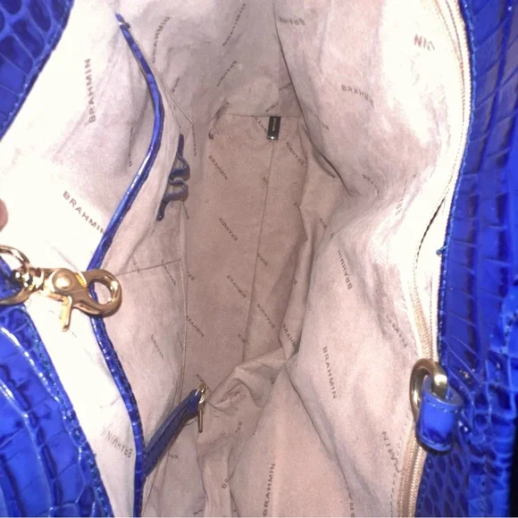 Brahmin Blue Crocodile-Embossed Tote Bag - Picture 7 of 10